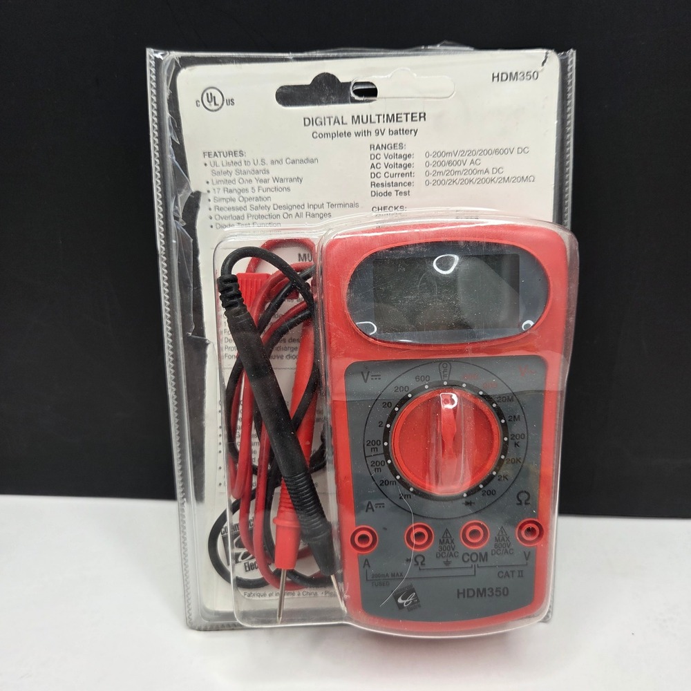Commercial Electric Digital Multimeter HDM350 Red 17 Range 5 Function Open Box